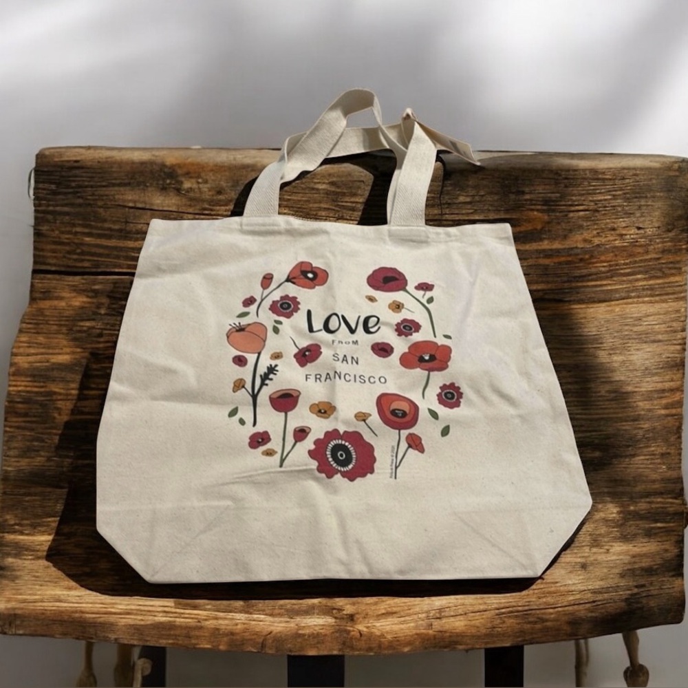 NWTS Potluck Press Love From San Francisco Tote Art Student Retro Florals